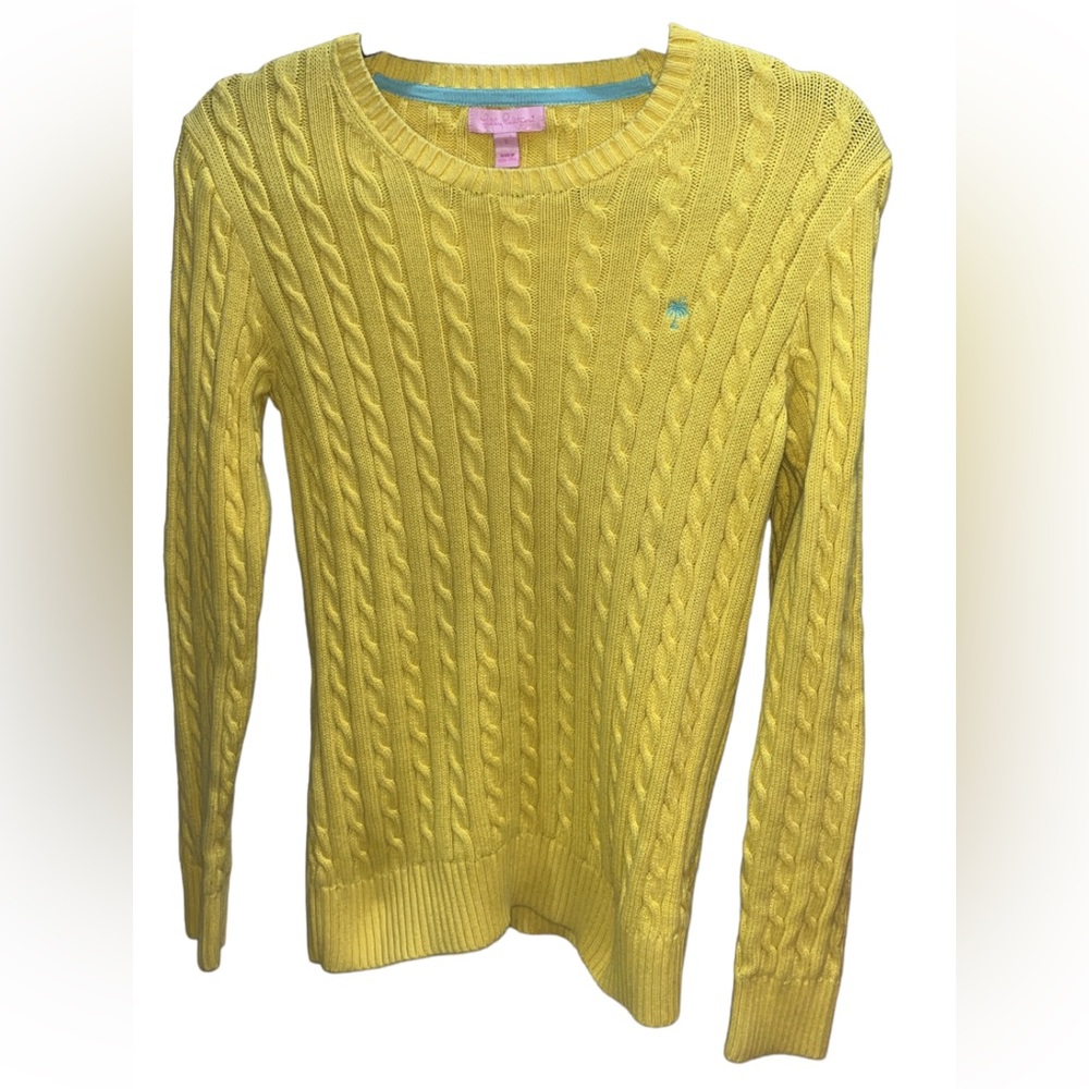 EUC Vintage Lilly Pulitzer Yellow Cable Knit Sweater